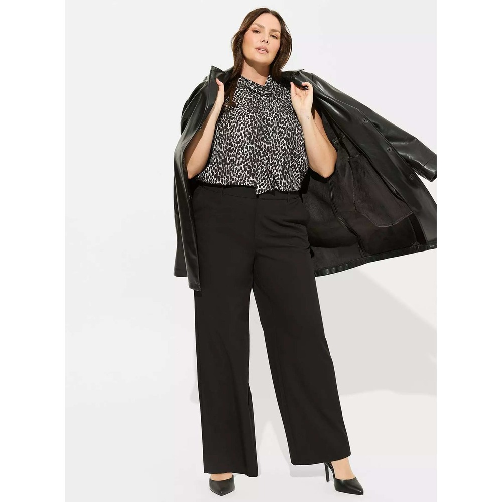Torrid Womens Wide Leg City Twill High Rise Pant Plus Size 28R Black Office NWT